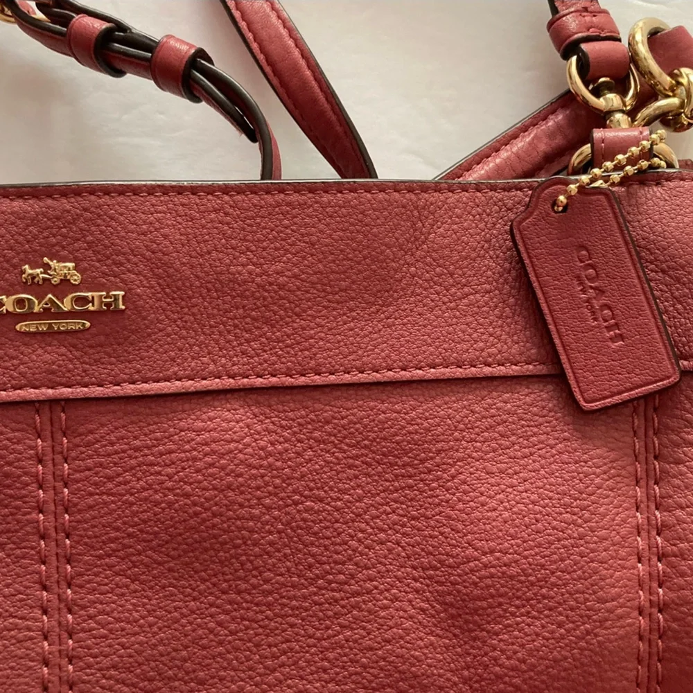 Coach Red Leather Shoulder/Crossbody Bag with Gold Accents magnetic snap closure